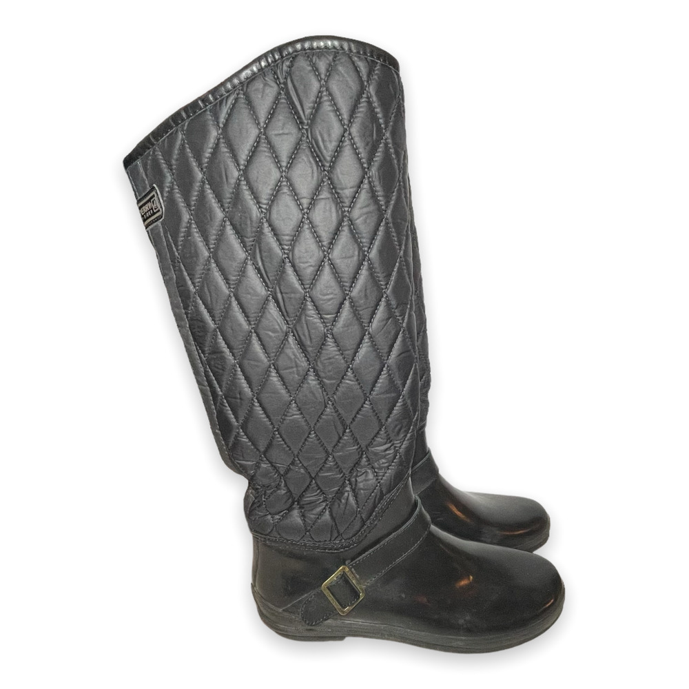 Sperry Quilted Black Waterproof Rainboots, size 8 - GUC